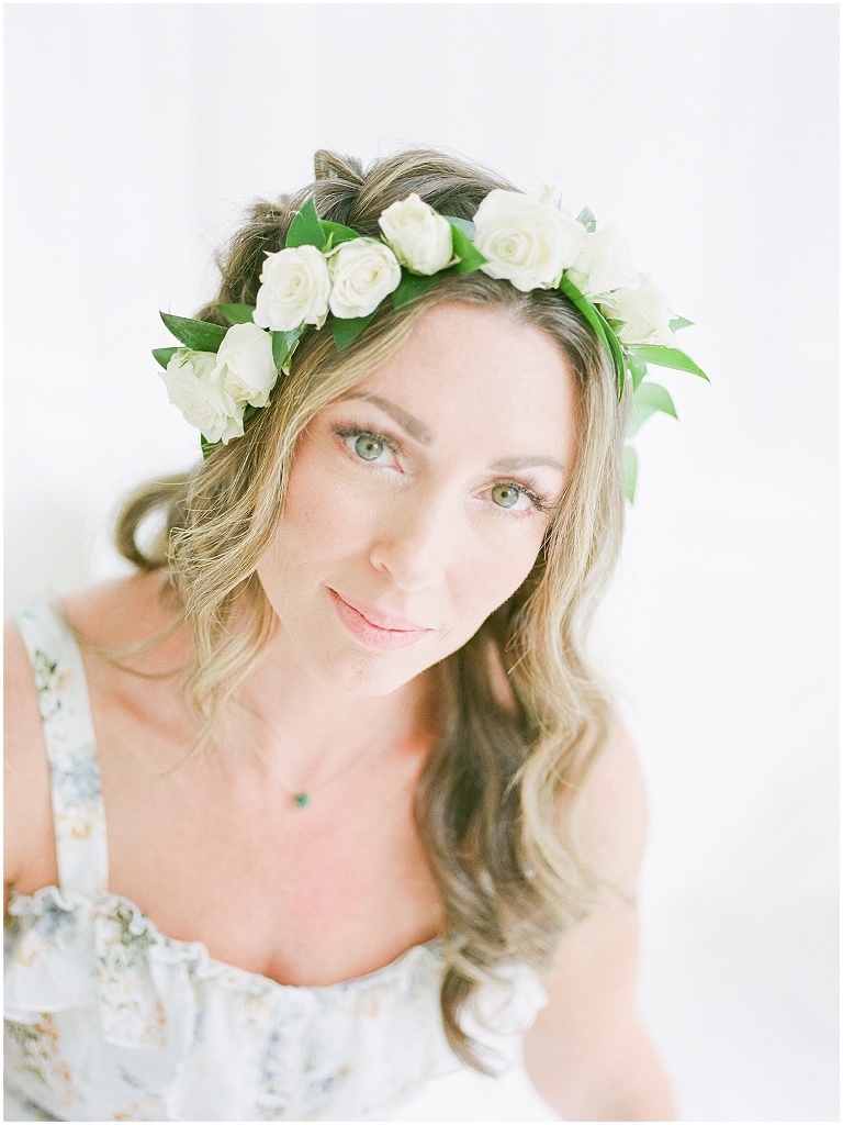 floral crown motherhood session 