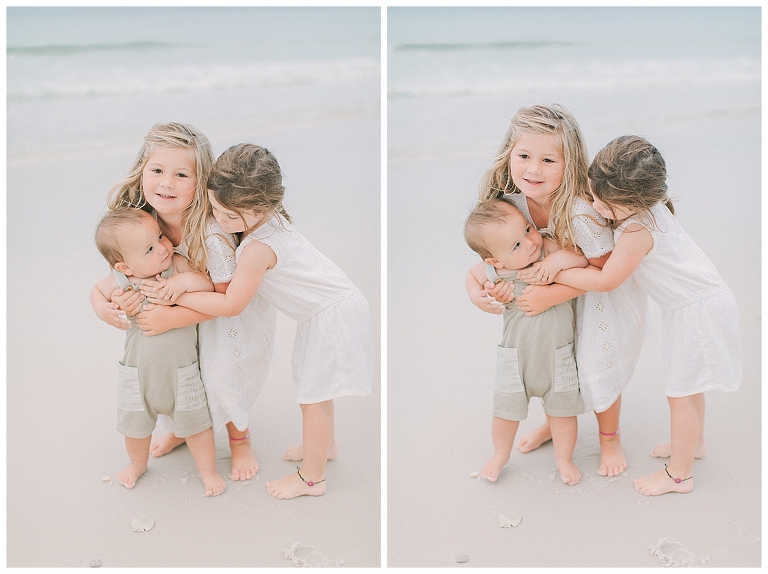 siblings at the beach 