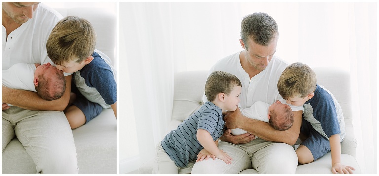 dad and boys in studio